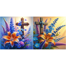 Load image into Gallery viewer, Flower Cross-Full Round Diamond Painting-40x40cm
