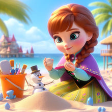 Load image into Gallery viewer, Beach Princess-Full Round Diamond Painting-40x40cm