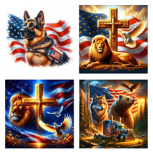 Load image into Gallery viewer, American Flag Animal-Full Round Diamond Painting-40x40cm