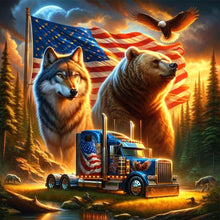 Load image into Gallery viewer, American Flag Animal-Full Round Diamond Painting-40x40cm