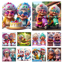 Load image into Gallery viewer, Funny Grandma-Full Round Diamond Painting-30x30cm