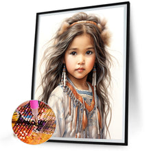 Load image into Gallery viewer, Indian Girl-Full Round Diamond Painting-40x50cm
