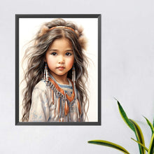 Load image into Gallery viewer, Indian Girl-Full Round Diamond Painting-40x50cm