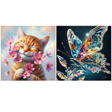 Load image into Gallery viewer, Butterfly Flower-Full Round Diamond Painting-30x30cm