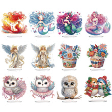 Load image into Gallery viewer, Mermaid Owl-Single Side Drill-Acrylic Diamond Desktop Ornament