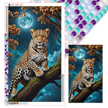 Load image into Gallery viewer, Night Leopard-Full Round Diamond Painting-50x85cm-Large Size