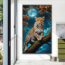 Load image into Gallery viewer, Night Leopard-Full Round Diamond Painting-50x85cm-Large Size