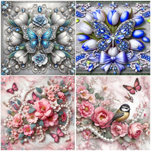 Load image into Gallery viewer, Butterfly Flowers-Full Round Diamond Painting-30x30cm