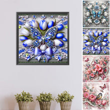 Load image into Gallery viewer, Butterfly Flowers-Full Round Diamond Painting-30x30cm