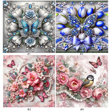 Load image into Gallery viewer, Butterfly Flowers-Full Round Diamond Painting-30x30cm