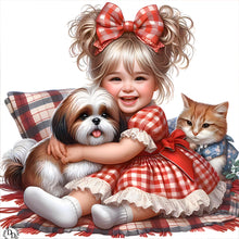 Load image into Gallery viewer, Life of Pets Girl-Full Round Diamond Painting-30x30cm