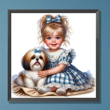 Load image into Gallery viewer, Life of Pets Girl-Full Round Diamond Painting-30x30cm