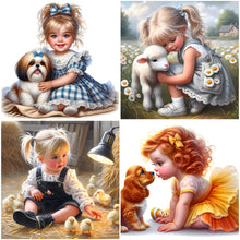 Load image into Gallery viewer, Life of Pets Girl-Full Round Diamond Painting-30x30cm