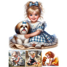 Load image into Gallery viewer, Life of Pets Girl-Full Round Diamond Painting-30x30cm