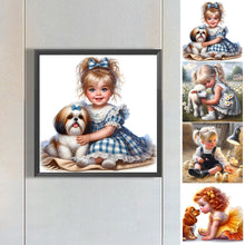 Load image into Gallery viewer, Life of Pets Girl-Full Round Diamond Painting-30x30cm