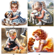 Load image into Gallery viewer, Life of Pets Girl-Full Round Diamond Painting-30x30cm