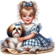 Load image into Gallery viewer, Life of Pets Girl-Full Round Diamond Painting-30x30cm