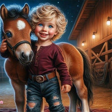 Load image into Gallery viewer, Cowboy Kid-Full Round Diamond Painting-30x30cm