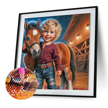 Load image into Gallery viewer, Cowboy Kid-Full Round Diamond Painting-30x30cm