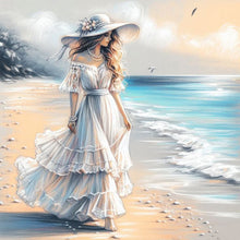 Load image into Gallery viewer, Beach Lady-Full Round Diamond Painting-30x30cm