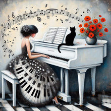 Load image into Gallery viewer, Piano Girl-Full Round Diamond Painting-40x40cm