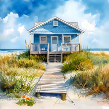 Load image into Gallery viewer, Beach House-Full Round Diamond Painting-30x30cm