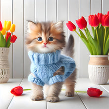 Load image into Gallery viewer, Cat Flower-Full Round Diamond Painting-30x30cm