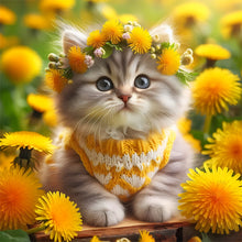 Load image into Gallery viewer, Cat Flower-Full Round Diamond Painting-30x30cm