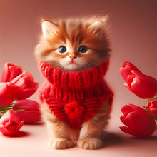 Load image into Gallery viewer, Cat Flower-Full Round Diamond Painting-30x30cm