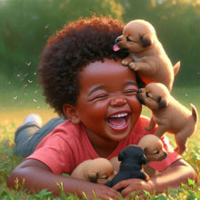 Load image into Gallery viewer, African American Girl-Full Round Diamond Painting-30x30cm