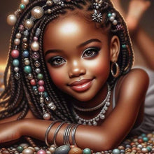 Load image into Gallery viewer, African American Girl-Full Round Diamond Painting-30x30cm