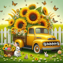 Load image into Gallery viewer, Sunflower Garden Car-Full Round Diamond Painting-30x30cm