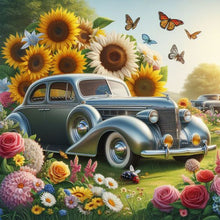 Load image into Gallery viewer, Sunflower Garden Car-Full Round Diamond Painting-30x30cm