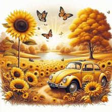 Load image into Gallery viewer, Sunflower Garden Car-Full Round Diamond Painting-30x30cm