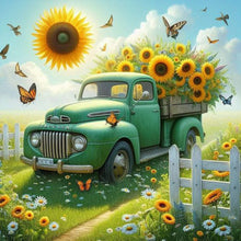 Load image into Gallery viewer, Sunflower Garden Car-Full Round Diamond Painting-30x30cm