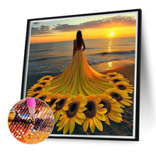 Load image into Gallery viewer, Sunflower Skirt Girl-Full Round Diamond Painting-40x40cm