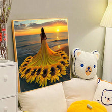 Load image into Gallery viewer, Sunflower Skirt Girl-Full Round Diamond Painting-40x40cm
