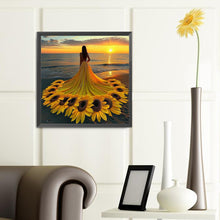 Load image into Gallery viewer, Sunflower Skirt Girl-Full Round Diamond Painting-40x40cm