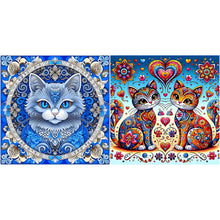 Load image into Gallery viewer, Mandala Pattern Cat-Full Round Diamond Painting-30x30cm