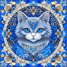 Load image into Gallery viewer, Mandala Pattern Cat-Full Round Diamond Painting-30x30cm