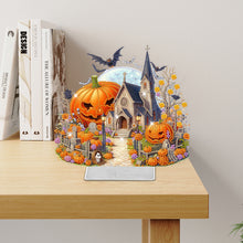 Load image into Gallery viewer, Halloween Pumpkin-Single Side Drill- Acrylic Diamond Desktop Ornament