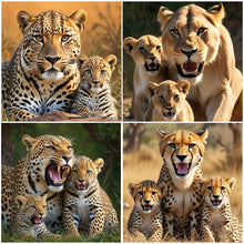 Load image into Gallery viewer, Prairie Lions-Full Round Diamond Painting-30x30cm