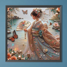Load image into Gallery viewer, Kimono Beauty Holding Fan-Full Round Diamond Painting-40x40cm