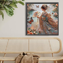 Load image into Gallery viewer, Kimono Beauty Holding Fan-Full Round Diamond Painting-40x40cm
