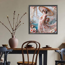 Load image into Gallery viewer, Kimono Beauty Holding Fan-Full Round Diamond Painting-40x40cm