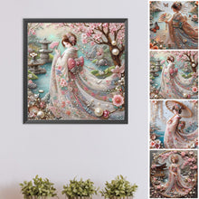 Load image into Gallery viewer, Kimono Beauty Holding Fan-Full Round Diamond Painting-40x40cm