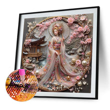 Load image into Gallery viewer, Kimono Beauty Holding Fan-Full Round Diamond Painting-40x40cm