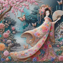 Load image into Gallery viewer, Kimono Beauty Holding Fan-Full Round Diamond Painting-40x40cm