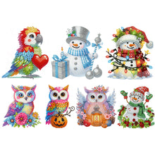 Load image into Gallery viewer, Christmas Owl-Single Side Drill-Shaking Head Acrylic Diamond Desktop Ornament
