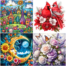 Load image into Gallery viewer, Butterfly Flower Clusters-Full Round Diamond Painting-30x30cm